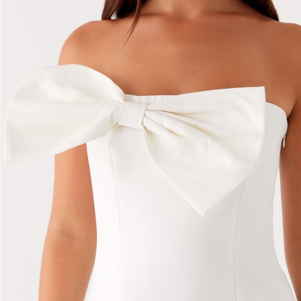 Peppermayo NWT Bow Detail Riva Mini Dress White Sz 6, 12, 16 - Picture 3 of 12